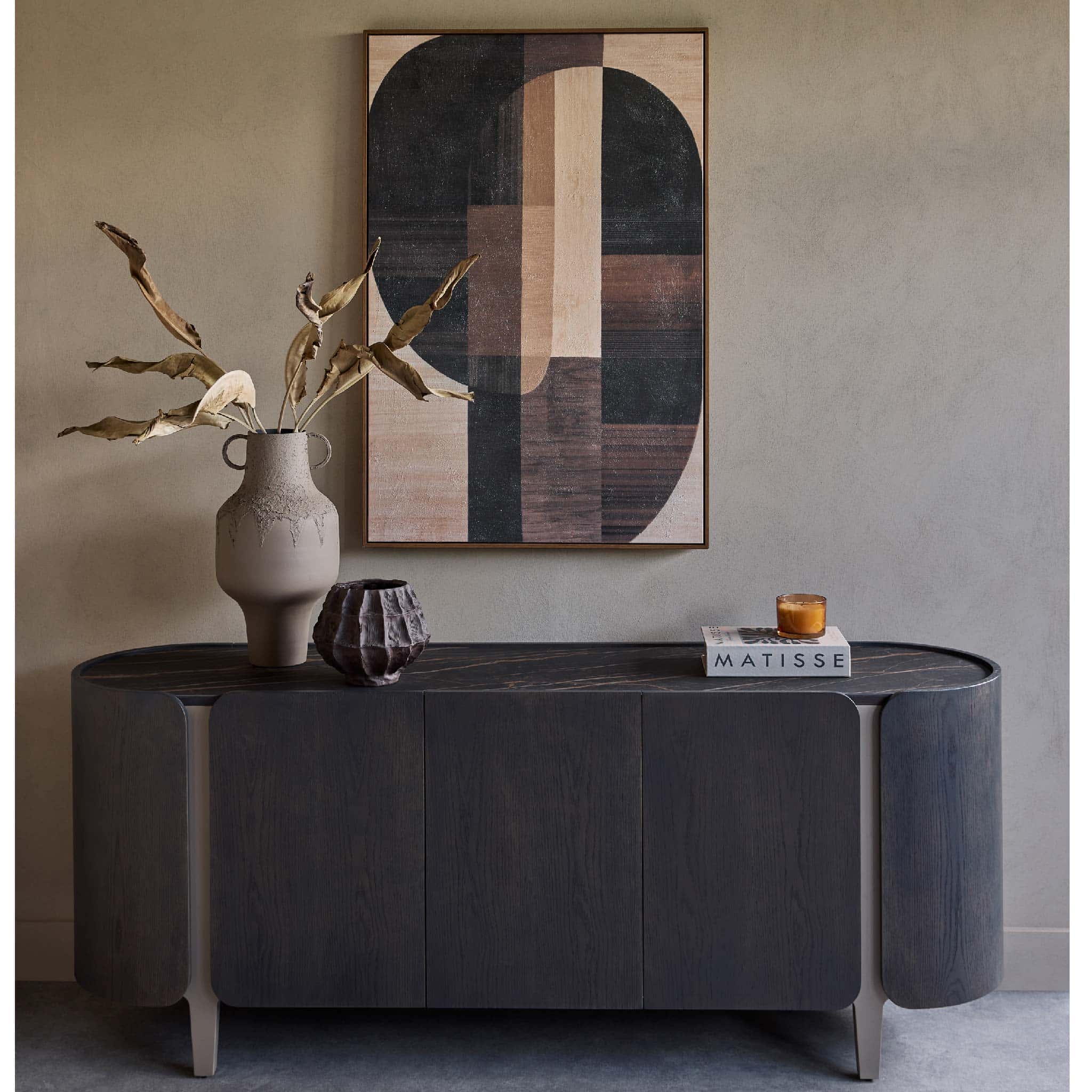 Branwick Sideboard Deep Charcoal with ceramic top