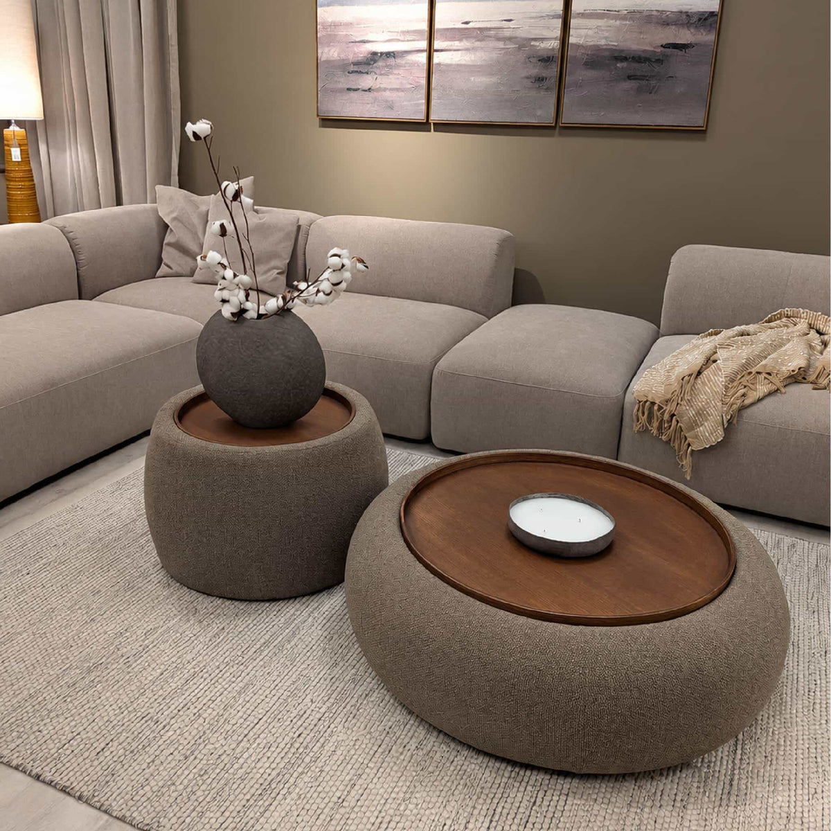 Libra Interiors Gensen Upholstered Coffee Table with storage, Small 70cm
