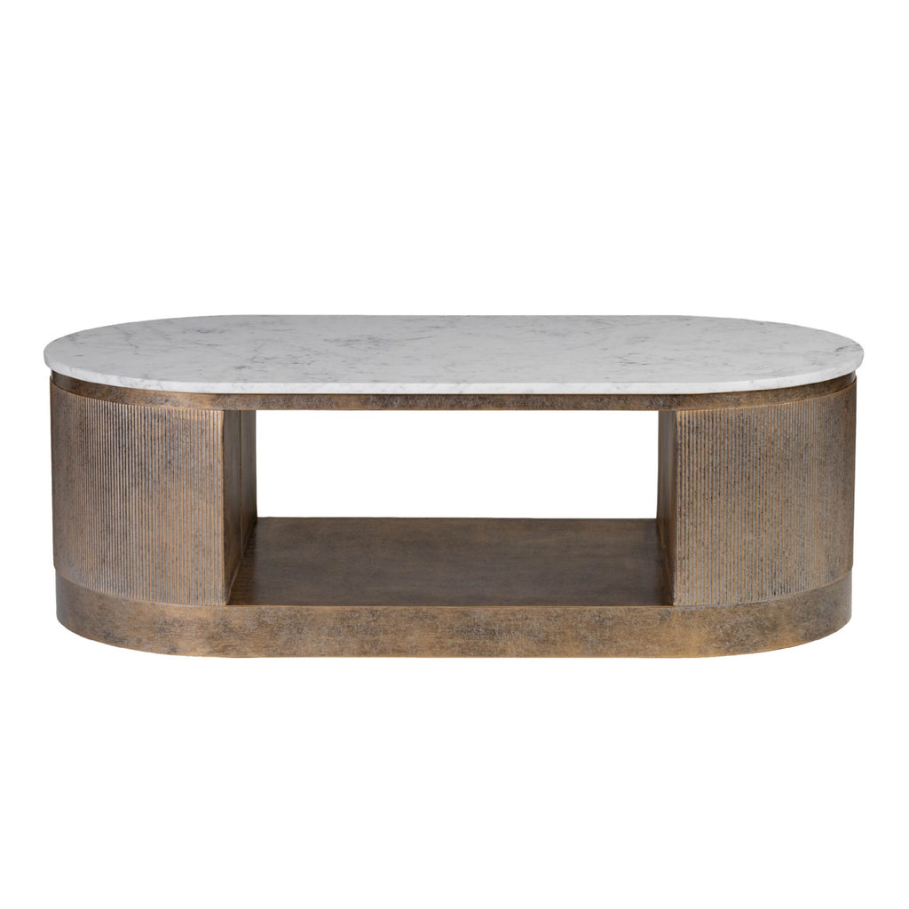 Libra Interiors Belvedere Aged Gold Marble Storage Coffee Table