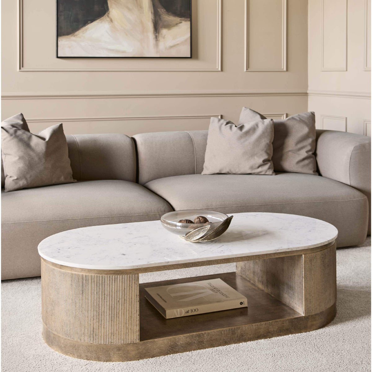 Libra Interiors Belvedere Aged Gold Marble Storage Coffee Table