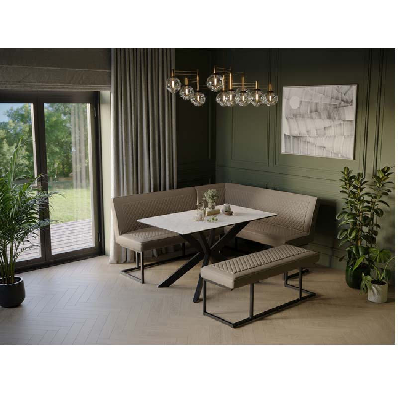 Apollo Faux leather Sand Corner Bench Set - RHF