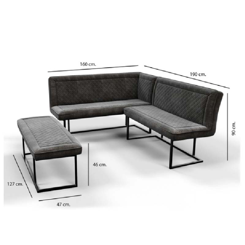 Apollo Velvet Corner Bench Set - LHF 