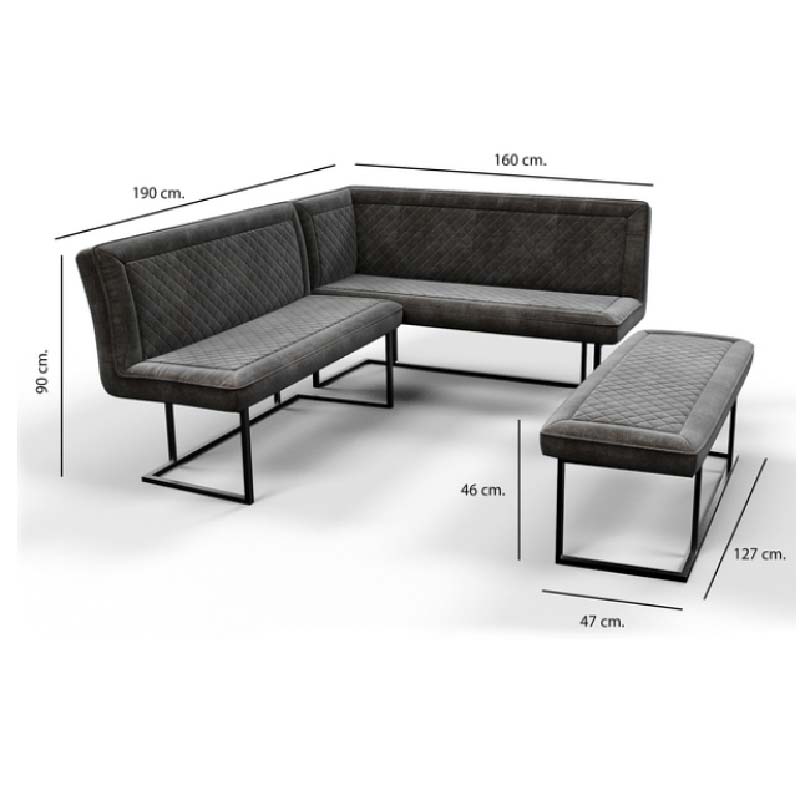 Apollo Velvet Corner Bench Set - RHF