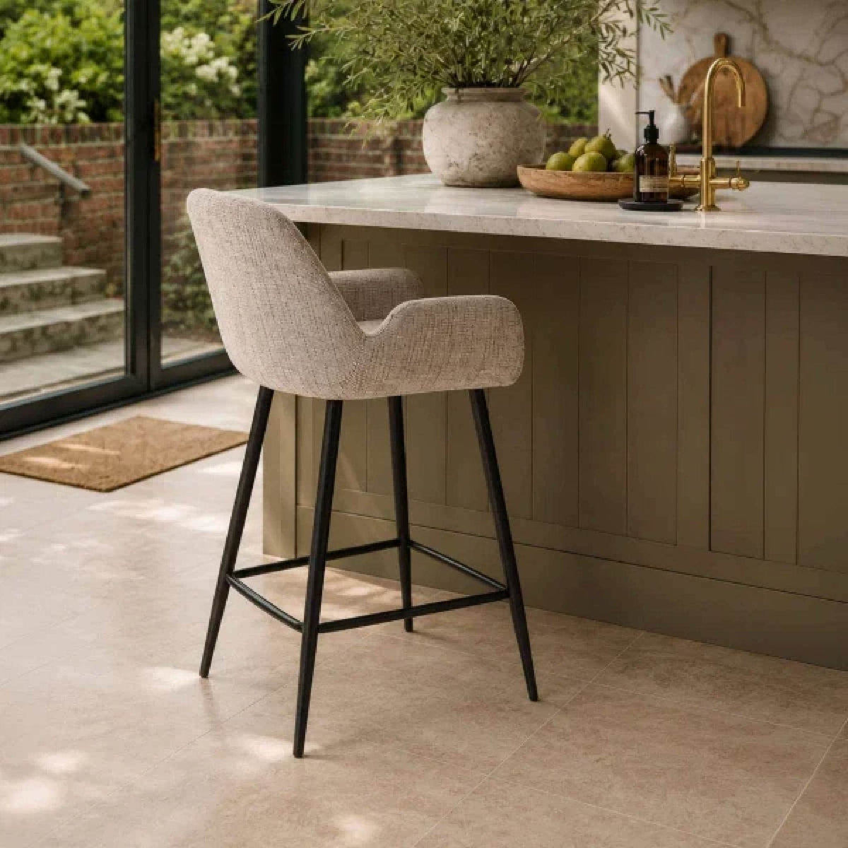 Barley Chenille Bar Stool - Cookies and Cream Chenille