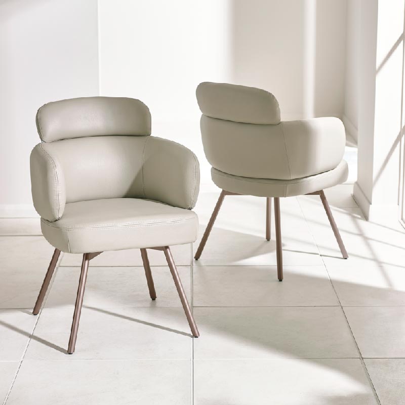 Set of 2 Callisto Faux Leather Swivel Dining Chairs