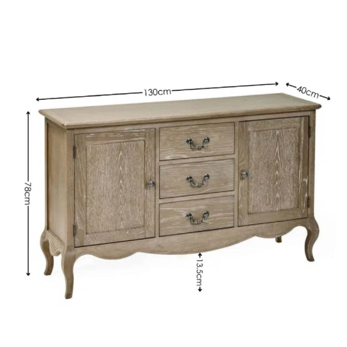 Julian Bowen Camille French Style 2 Door 2 Drawer Sideboard - Limed Oak