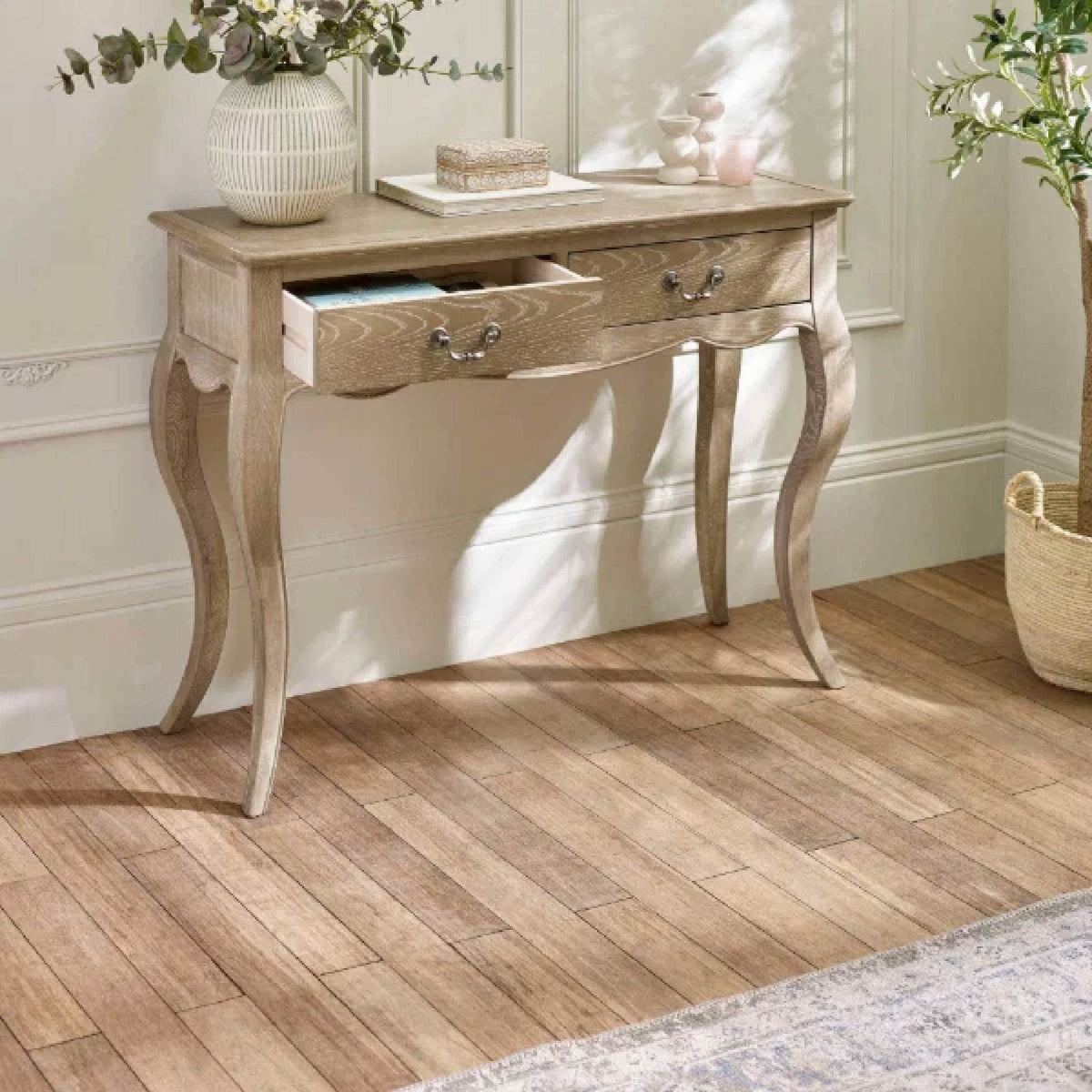 Julian Bowen Camille Console Table - Limed Oak
