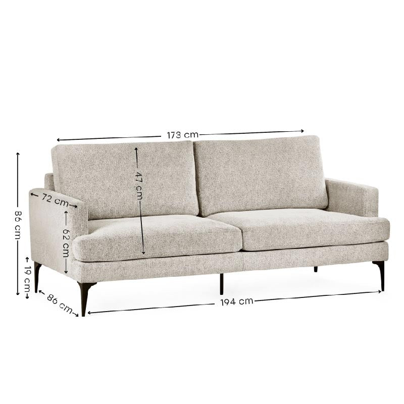 Carrera Oyster Cream Chenille 3 Seater Sofa