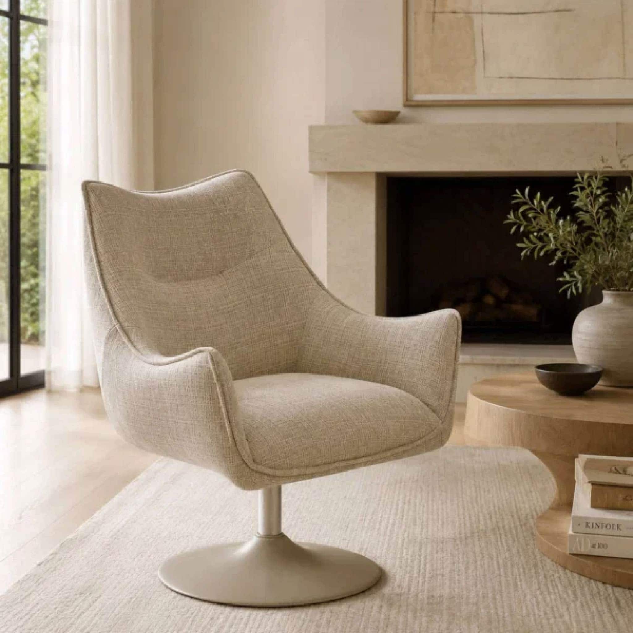 Caspian Upholstered Swivel Lounge Chair