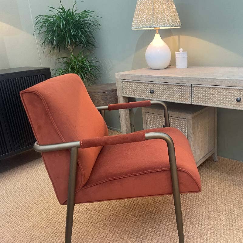 Campden Club Chair, upholstered in Rust Orange