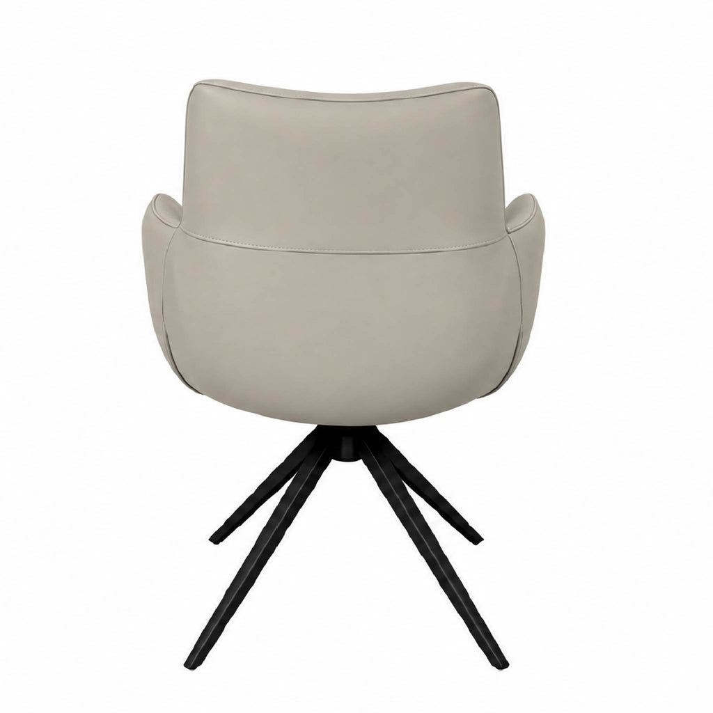Q Taupe Faux Leather Curved Tub Dining Chair with Swivel Base
