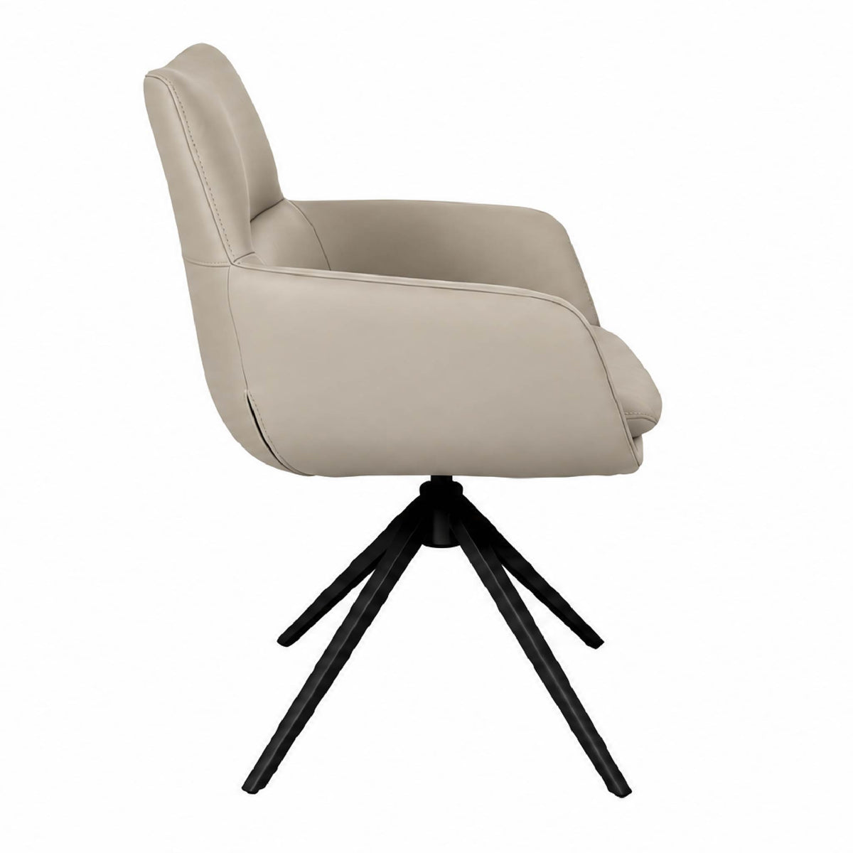 Q Taupe Faux Leather Curved Tub Dining Chair with Swivel Base