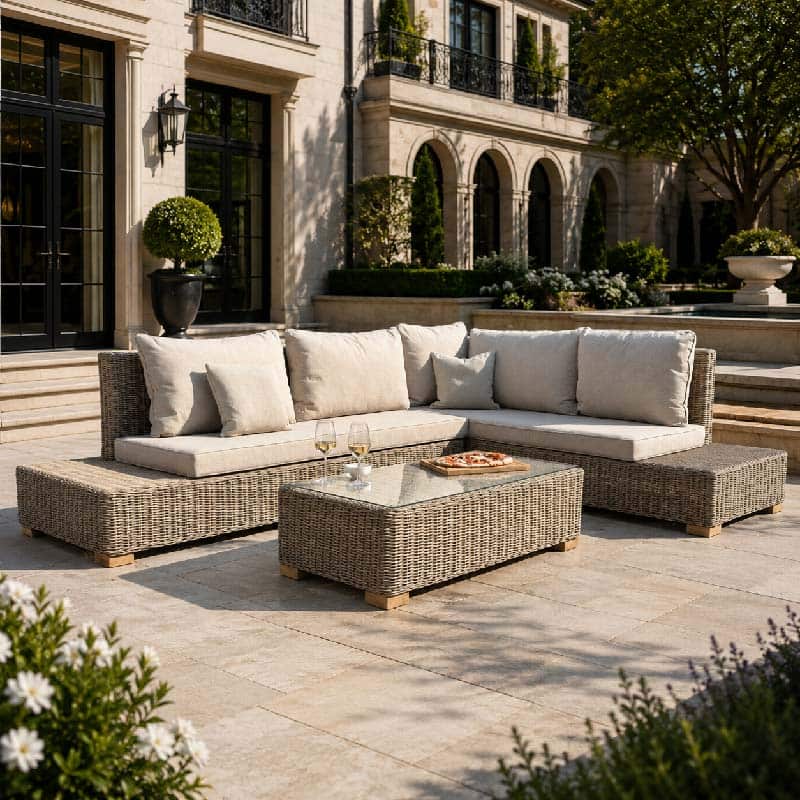 Capri Collection Outdoor Large Corner And Coffee Table Set