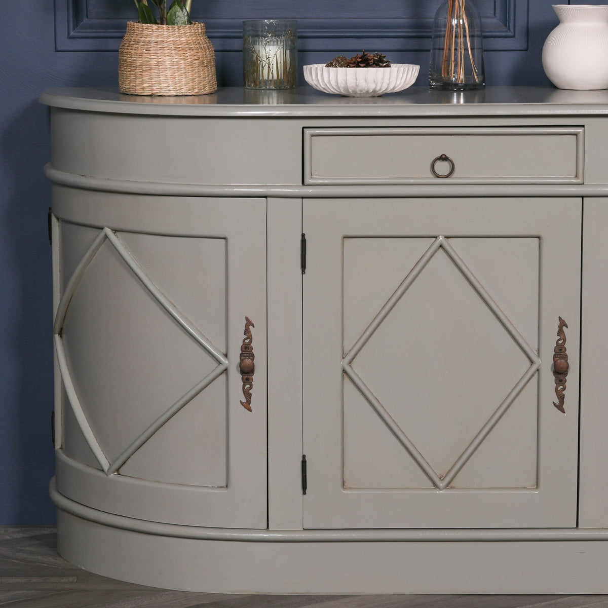 Versailles Classical Grey Curved Chic Sideboard
