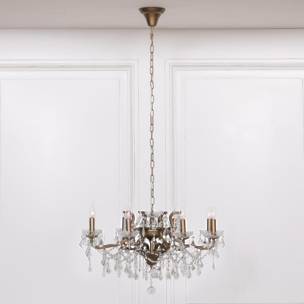 Aurelia Gold 8-Arm Cut Glass Chandelier