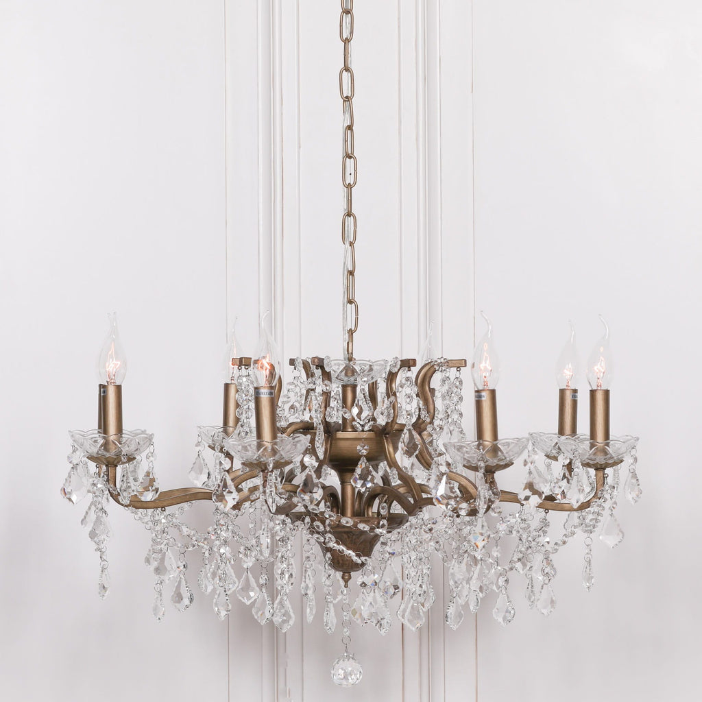 Aurelia Gold 8-Arm Cut Glass Chandelier