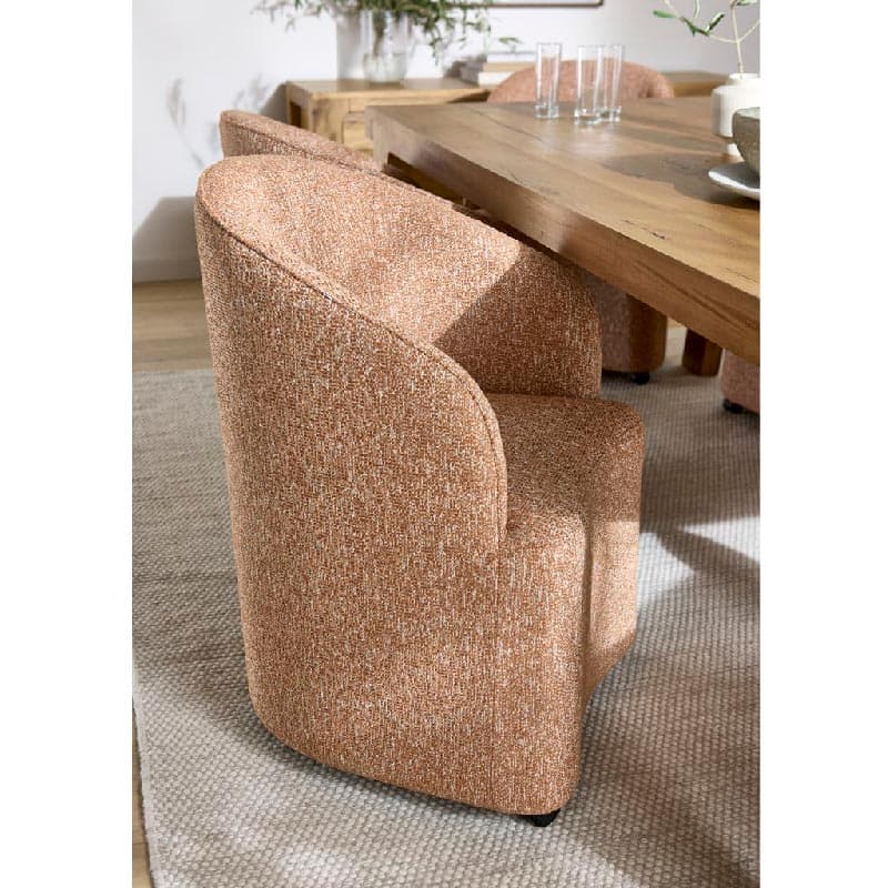 Lomond Boucle Upholstered Roller Dining Chair, Rust