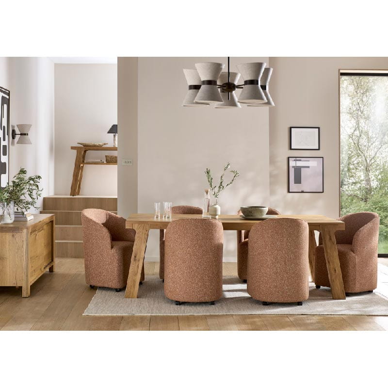 Lomond Boucle Upholstered Roller Dining Chair, Rust