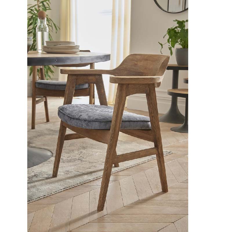 Skye Wooden Dining Chair with pewter seat pad