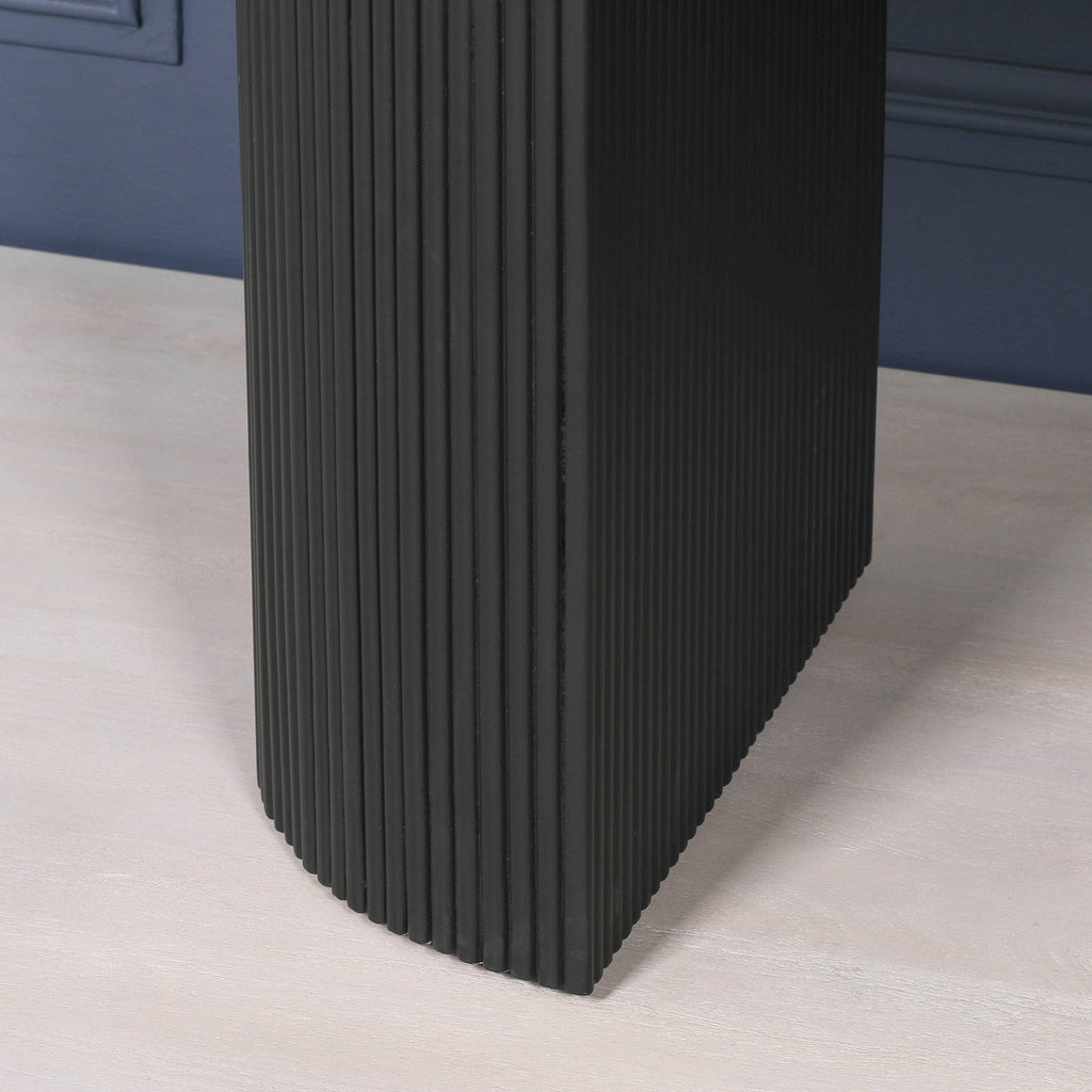Camden Black Painted Acacia Fluted Oval Dining Table