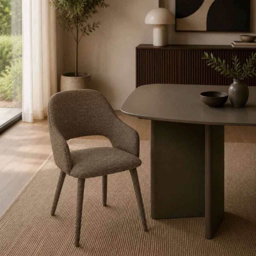 Set of 2 Hazel Upholstered Dining Chair - Taupe Textured Fabric