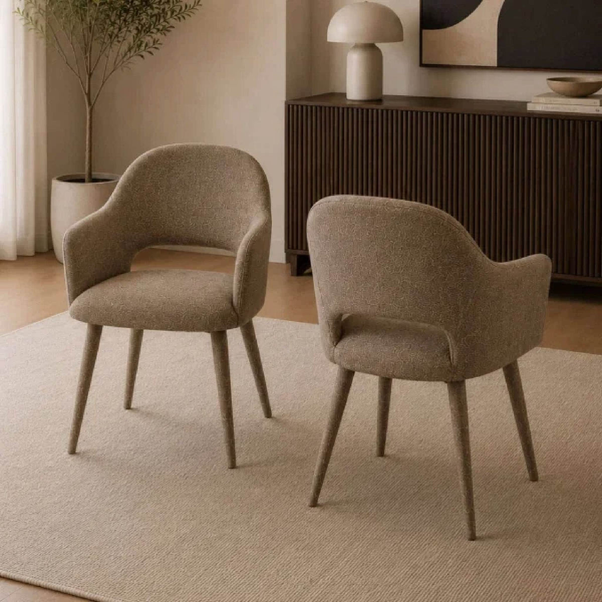Set of 2 Hazel Upholstered Dining Chair - Taupe Textured Fabric
