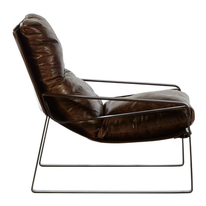 Hoxton Brown Leather Sledge Base Lounge Chair