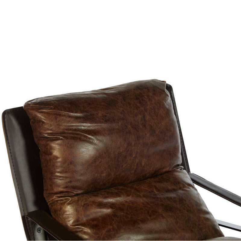 Hoxton Brown Leather Sledge Base Lounge Chair