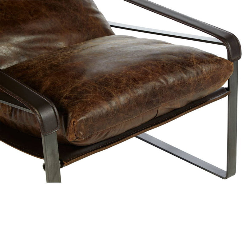 Hoxton Brown Leather Sledge Base Lounge Chair
