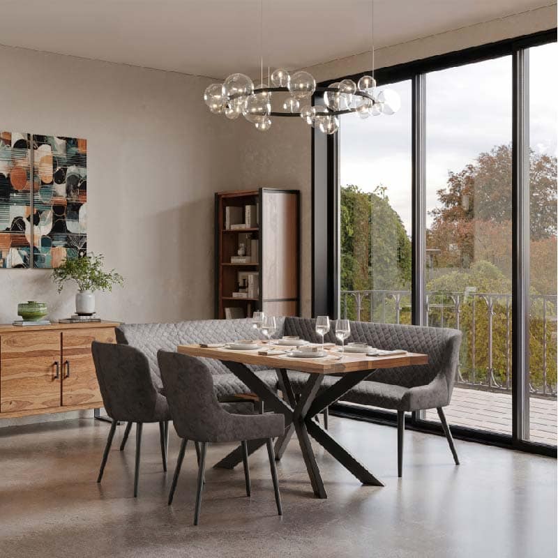 Hoxton Curved Corner Bench Grey LHF