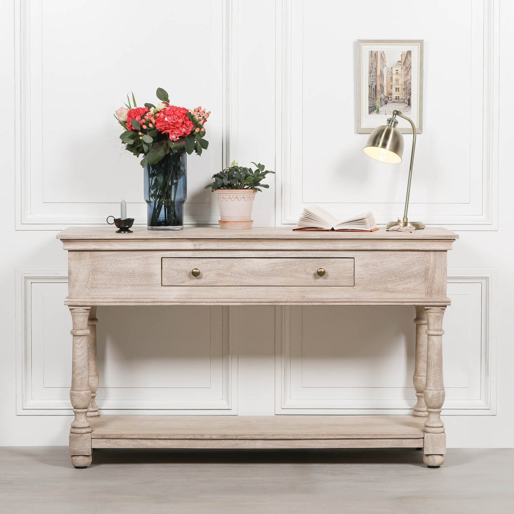 Acacia Wooden Console Table with Single Drawer