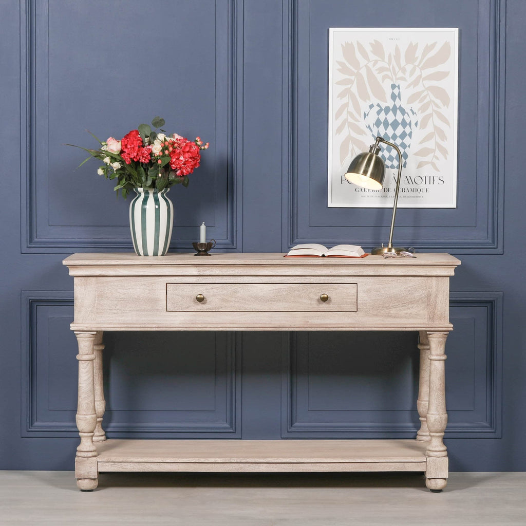 Acacia Wooden Console Table with Single Drawer