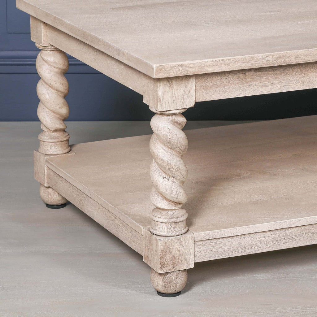 Acacia Twist Rectangular Column Coffee Table
