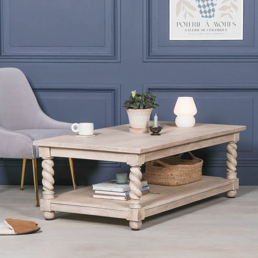 Acacia Twist Rectangular Column Coffee Table