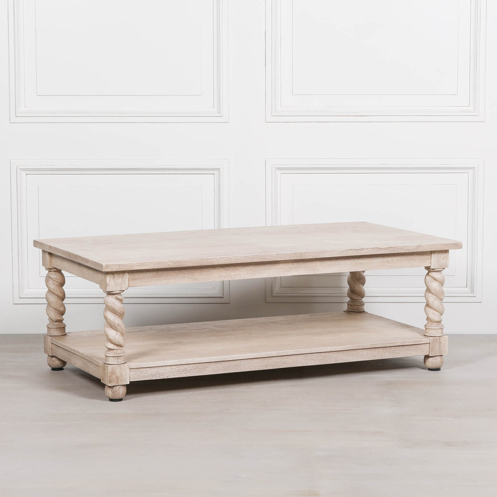 Acacia Twist Rectangular Column Coffee Table