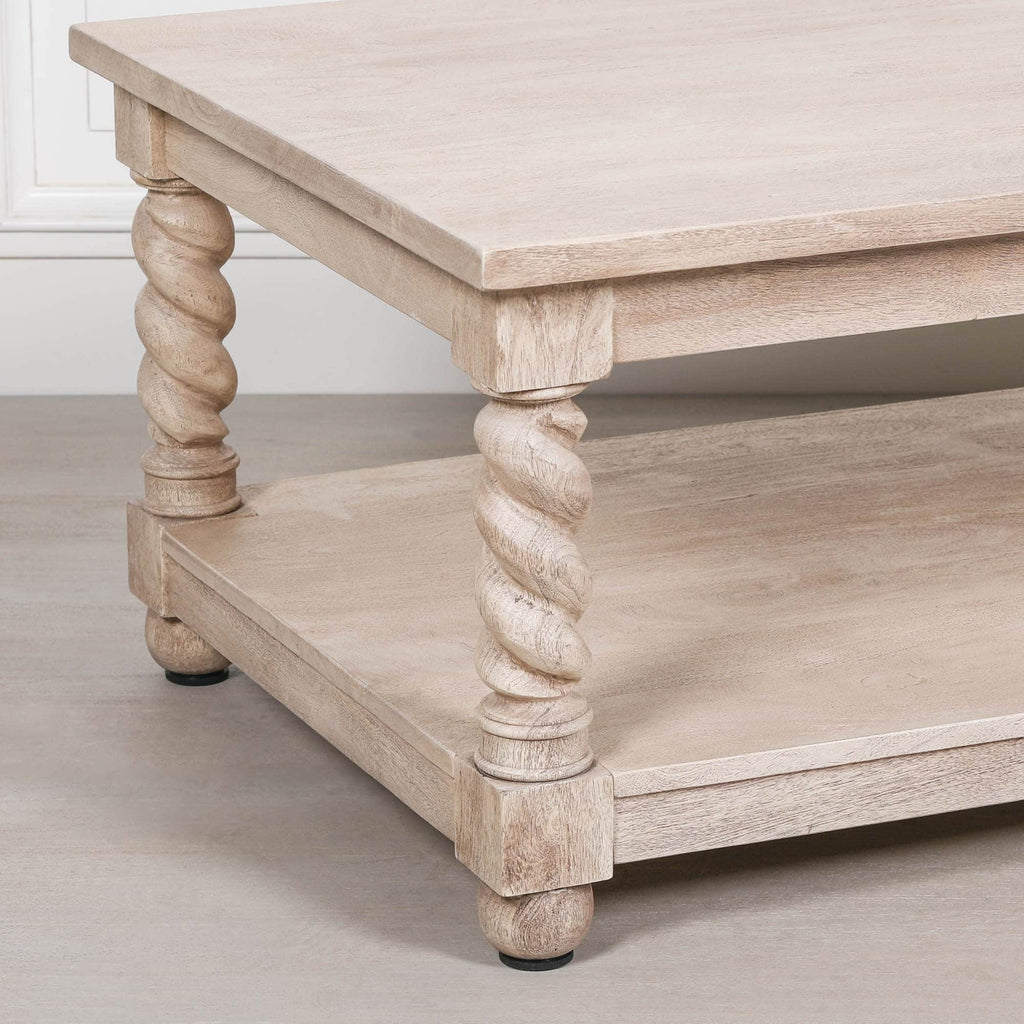 Acacia Twist Rectangular Column Coffee Table