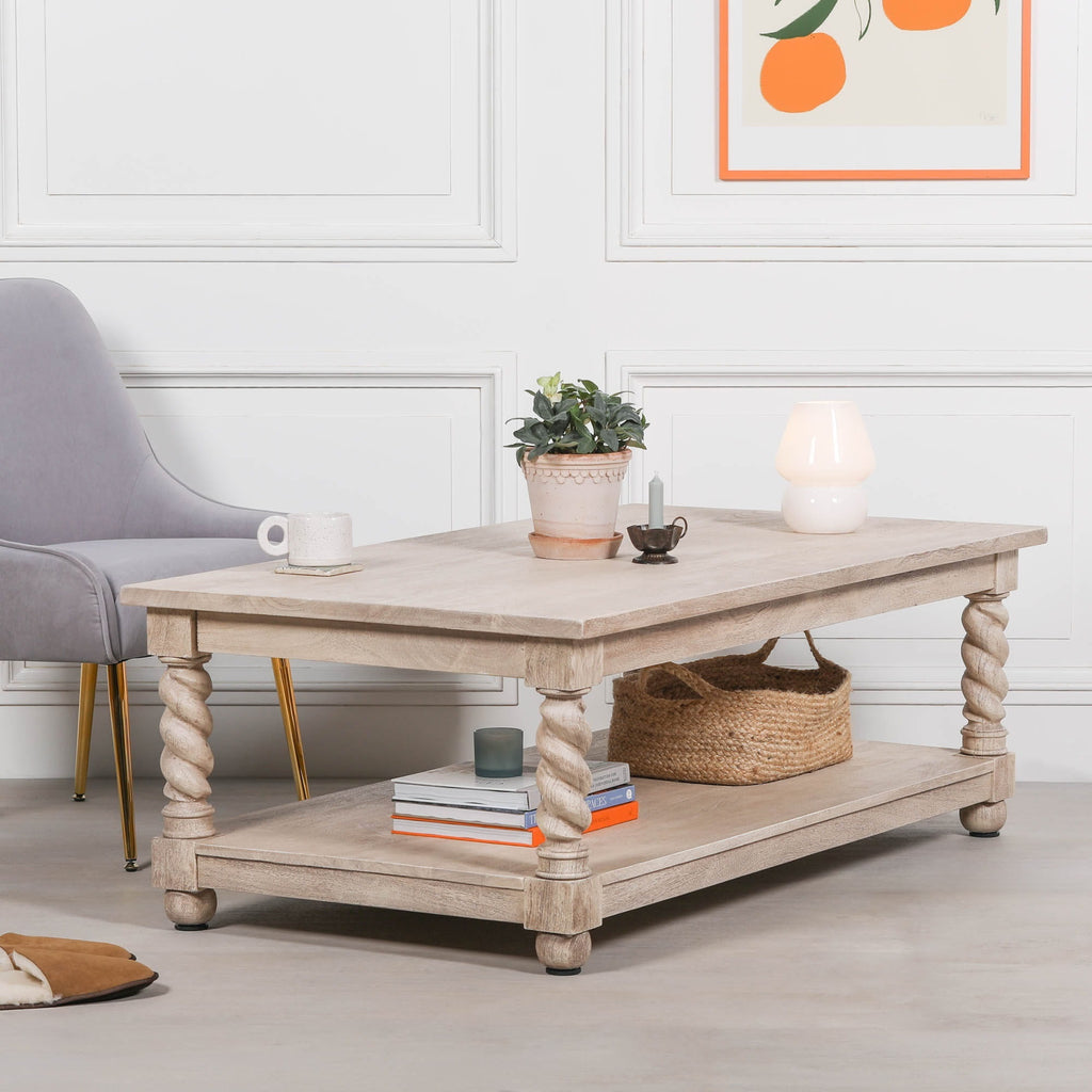 Acacia Twist Rectangular Column Coffee Table