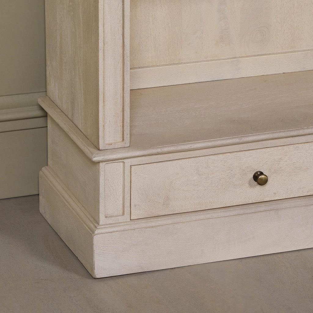 Traditional Blanche Wooden Open Bookcase with Drawers