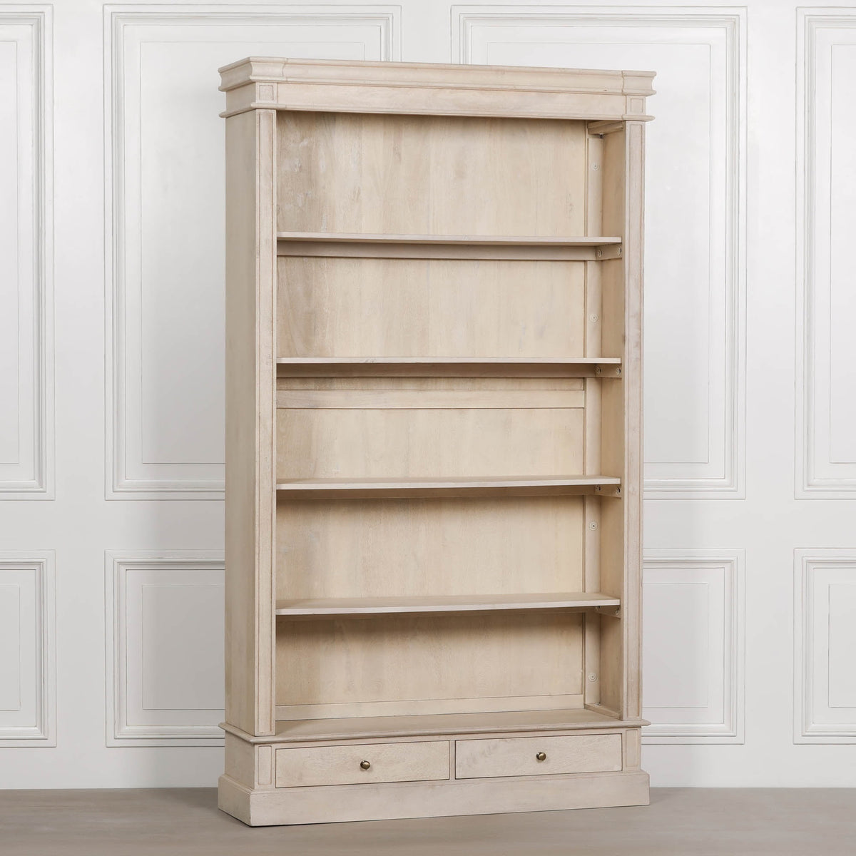 Traditional Blanche Wooden Open Bookcase with Drawers