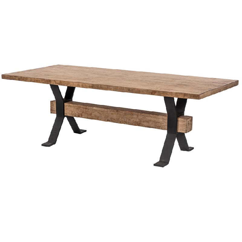 Adair Reclaimed Pine Wood Industrial Large Dining Table