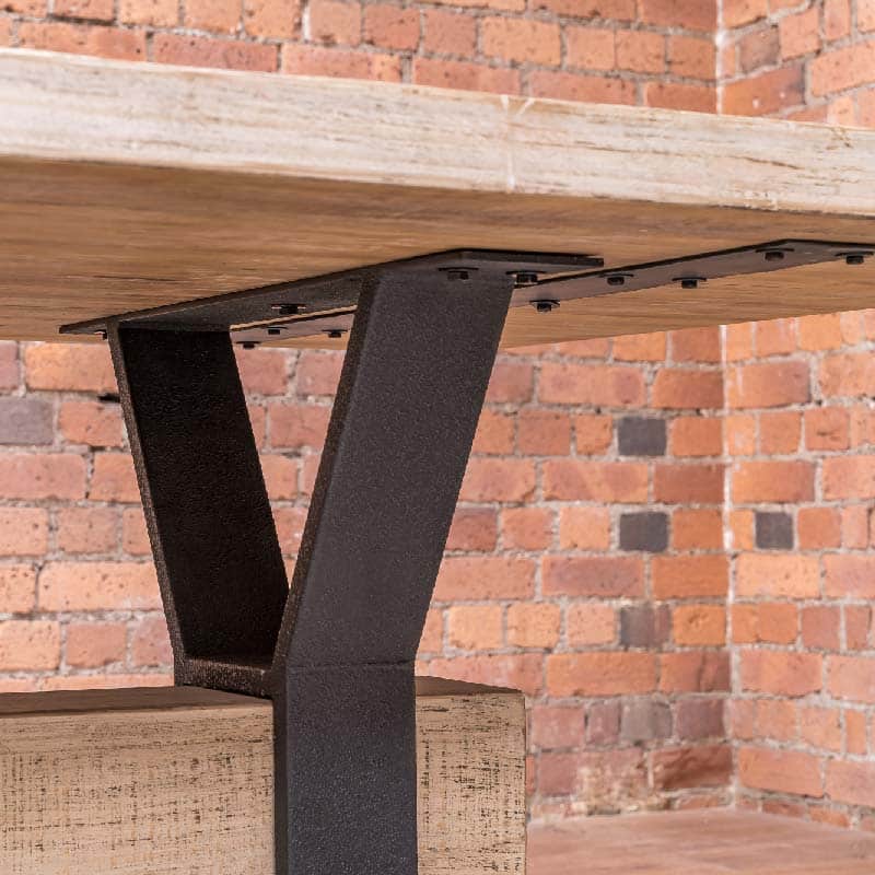 Adair Reclaimed Pine Wood Industrial Large Dining Table