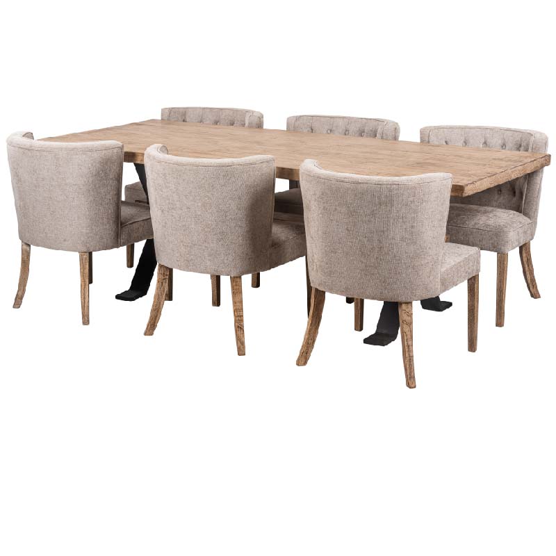 Adair Reclaimed Pine Wood Industrial Large Dining Table