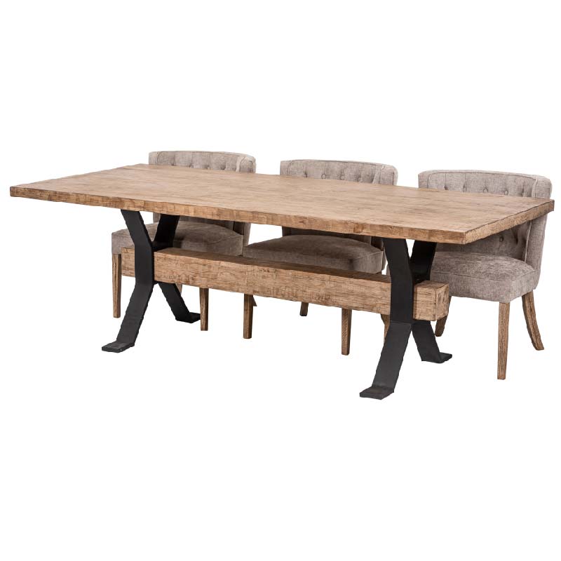Adair Reclaimed Pine Wood Industrial Large Dining Table