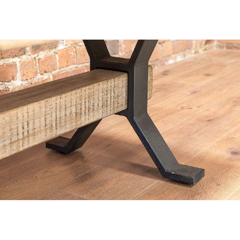 Adair Wooden industrial coffee table with black iron suppport