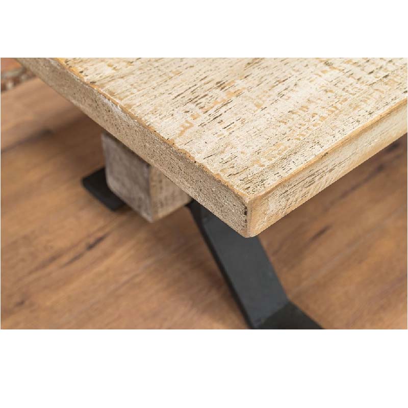 Adair Wooden industrial coffee table with black iron suppport