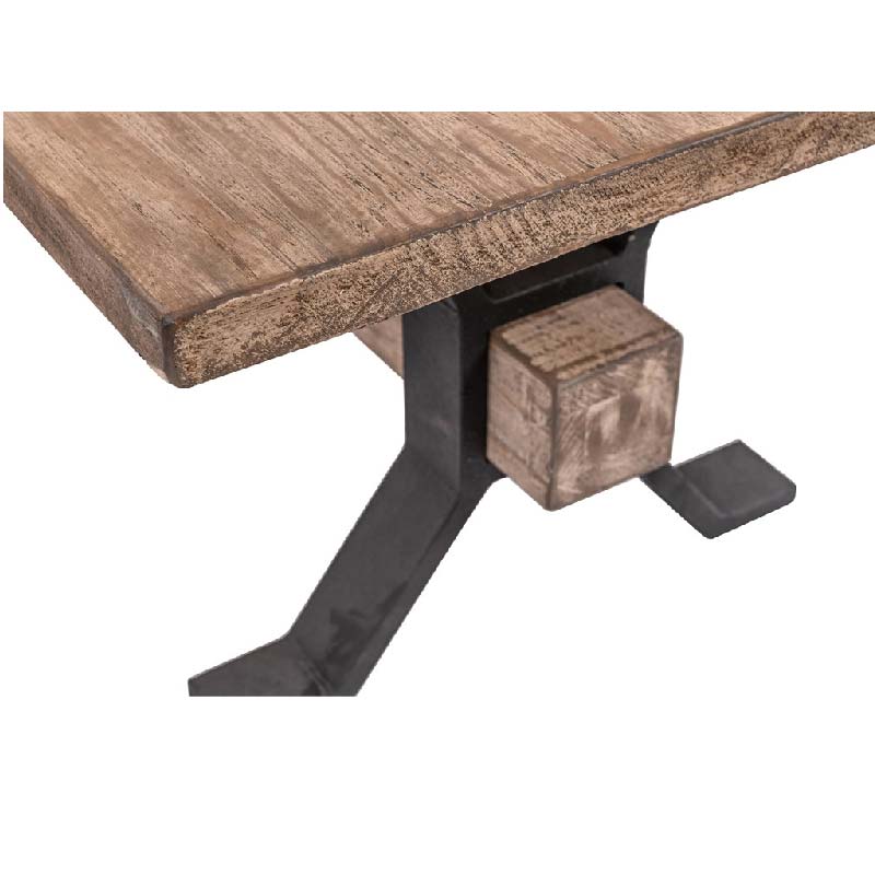 Adair Wooden industrial coffee table with black iron suppport