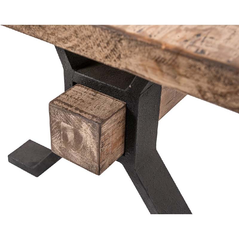 Adair Wooden industrial coffee table with black iron suppport