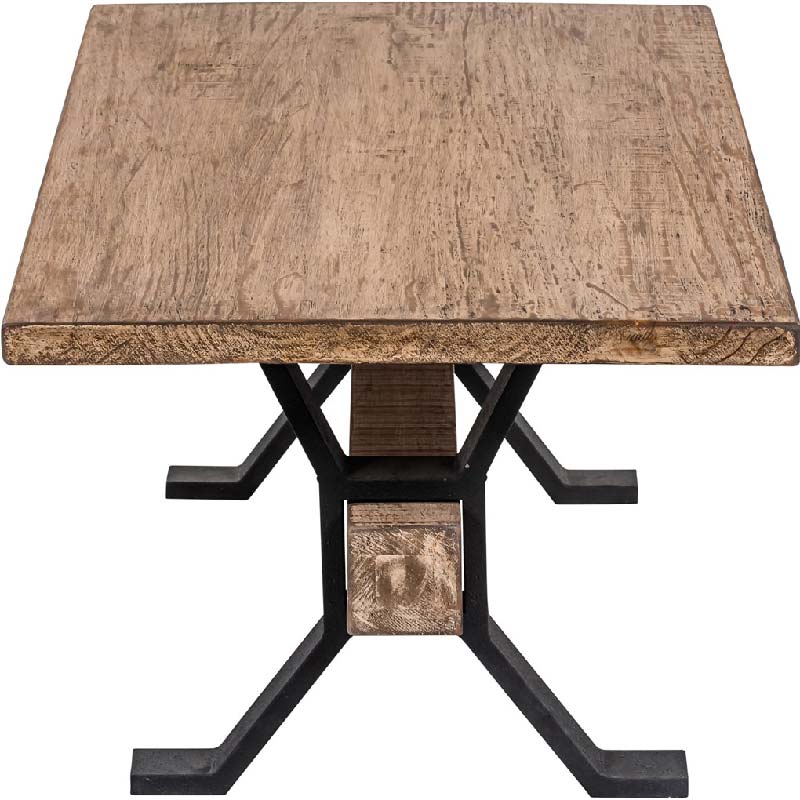 Adair Wooden industrial coffee table with black iron suppport