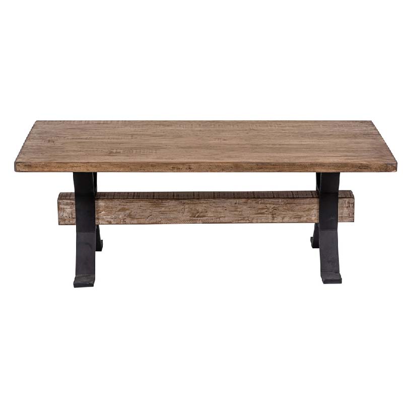 Adair Wooden industrial coffee table with black iron suppport
