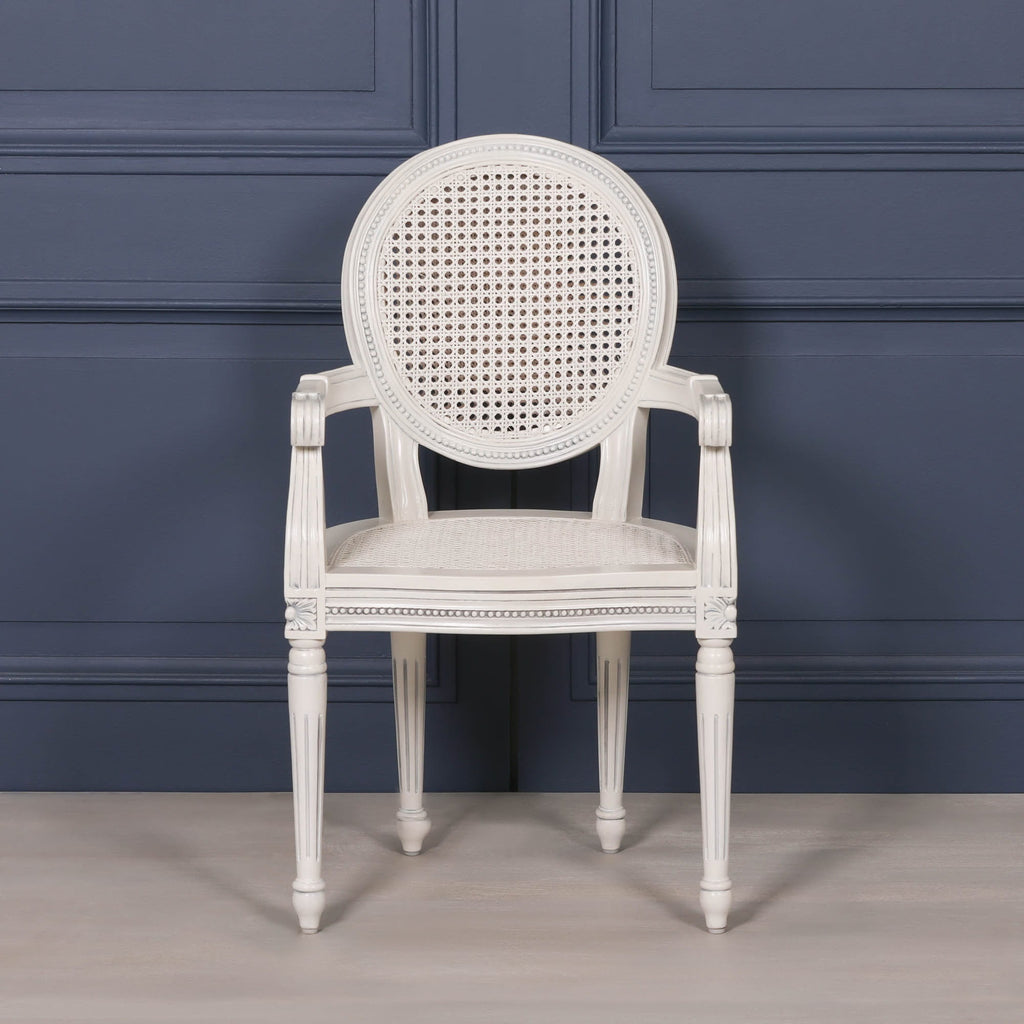 Off White Chateau Rattan Dining / Bedroom Arm Chair